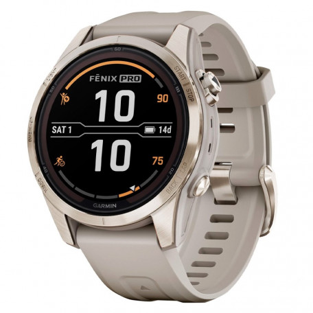 Смарт-часы Garmin Fenix ??7S Pro Sapphire Solar Soft Gold w. Light Sand Band (010-02776-14/15)  Фото №1