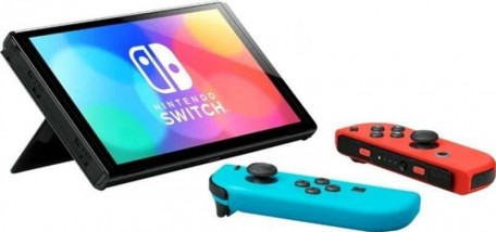 Портативна ігрова приставка Nintendo Switch OLED with Neon Blue and Neon Red Joy-Con (045496453442)  Фото №1