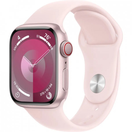 Смарт-часы Apple Watch Series 9 GPS + Cellular 41mm Pink Alu. Case w. Light Pink Sport Band - M/L (MRJ03)  Фото №0