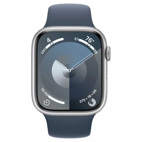 Смарт-годинник Apple Watch Series 9 GPS 45mm Silver Alu. Case w. Storm Blue S. Band - M/L (MR9E3)