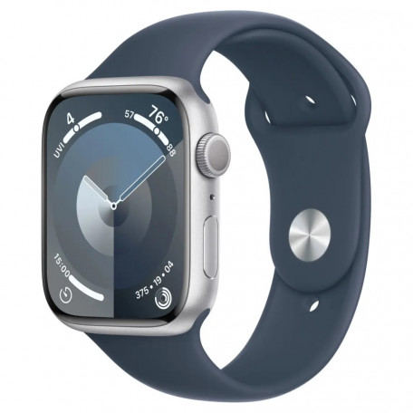 Смарт-годинник Apple Watch Series 9 GPS 45mm Silver Alu. Case w. Storm Blue S. Band - M/L (MR9E3)  Фото №0