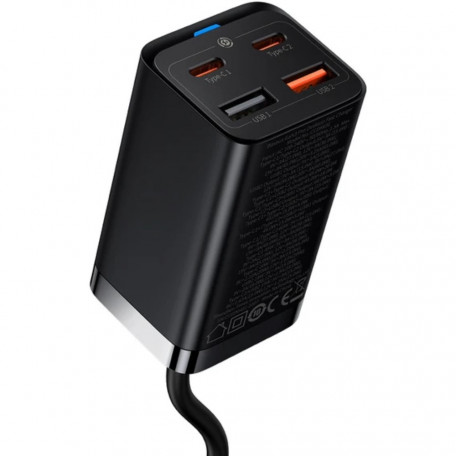 Сетевое зарядное устройство для Baseus GaN3 Pro Fast Charger 2xType-C+USB 65W Black (CCGP050101)  Фото №2