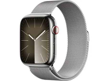 Смарт-годинник Apple Watch Series 9 GPS + Cellular 45mm Silver S. Steel Case w. Silver Milanese Loop (MRMQ3)  Фото №2