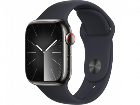 Смарт-годинник Apple Watch Series 9 GPS + Cellular 45mm Graphite S. Steel Case w. Midnight S. Band - M/L (MRMW3)  Фото №2