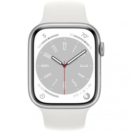 Смарт-годинник Apple Watch Series 8 GPS 45mm Silver Aluminum Case with White S. Band - S/M (MP6P3/MP6T3)  Фото №0