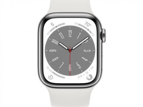 Смарт-годинник Apple Watch Series 8 GPS 45mm Silver Aluminum Case with White S. Band - S/M (MP6P3/MP6T3)  Фото №3