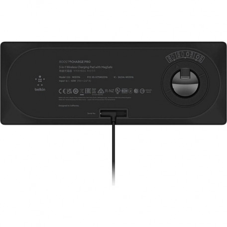 Сетевое беспроводное зарядное устройство для Belkin Boost Charge Pro 3-in-1 Wireless Charging Pad with MagSafe Black (HPU72 WIZ016vfBK)  Фото №3