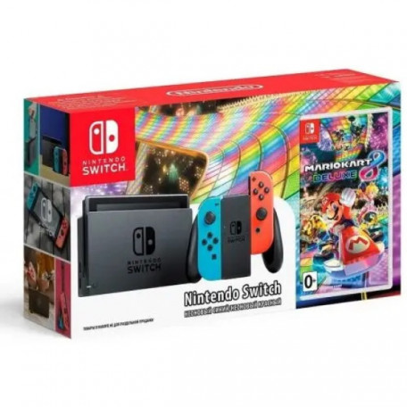 Портативная игровая приставка Nintendo Switch Oled Red/Blue + Mario Kart 8 Deluxe (Download code) + 3 months