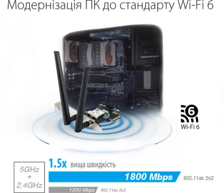 Wi-Fi адаптер Asus PCE-AX1800 (90IG07A0-MO0B00)  Фото №4