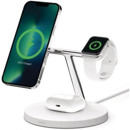 Беспроводное зарядное устройство для Belkin MagSafe 3in1 Wireless Charger white (WIZ017VFWH)  Фото №5