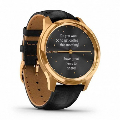 Смарт-часы Garmin vivomove Luxe Pure Gold-Black Leather (010-02241-22)  Фото №3