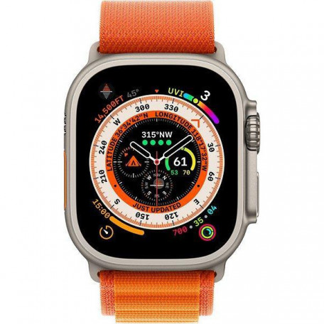 Смарт-годинник Apple Watch Ultra GPS + Cellular 49mm Titanium Case with Orange Alpine Loop - Small (MNHA3/MNHH3)