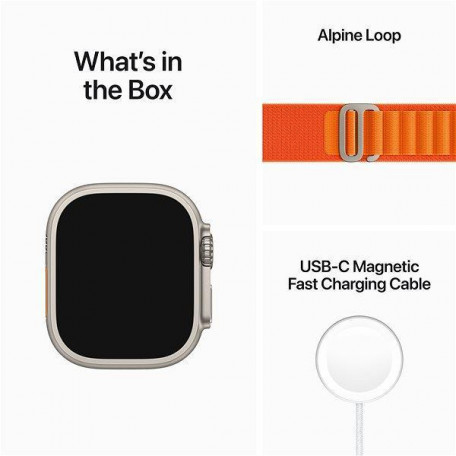 Смарт-годинник Apple Watch Ultra GPS + Cellular 49mm Titanium Case with Orange Alpine Loop - Small (MNHA3/MNHH3)  Фото №1