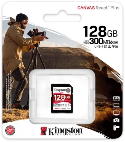 Карта памяти Kingston 128 GB SDXC Class 10 UHS-II U3 ??Canvas React Plus (SDR2/128GB)  Фото №1