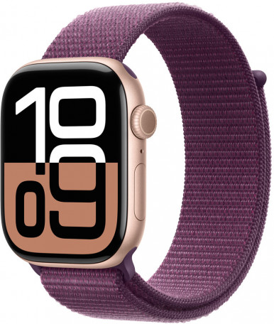 Смарт-часы Apple Watch Series 10 GPS 42mm Rose Gold Aluminum Case w. Plum Sport Loop (MWWK3)