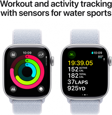 Смарт-часы Apple Watch Series 10 GPS 42mm Silver Aluminum Case w. Blue Cloud Sport Loop (MWWD3)  Фото №2