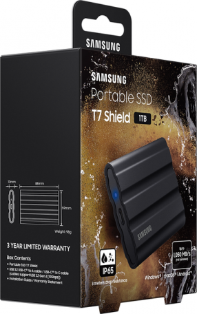 SSD накопичувач Samsung T7 Shield 1 TB Black (MU-PE1T0S)  Фото №10