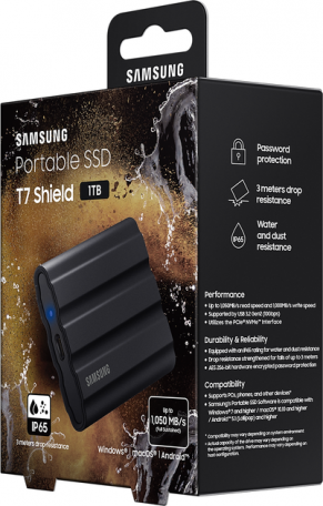 SSD накопичувач Samsung T7 Shield 1 TB Black (MU-PE1T0S)  Фото №11