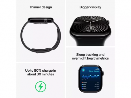 Смарт-годинник Apple Watch Series 10 GPS 46mm Jet Black Aluminum (MWX13) + Midnight Nike Sport Band M/L (MYL73)  Фото №2