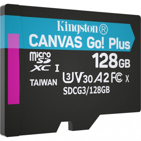 Карта пам&#039;яті Kingston 128 GB microSDXC class 10 UHS-I U3 Canvas Go! Plus + SD Adapter SDCG3/128GB  Фото №1