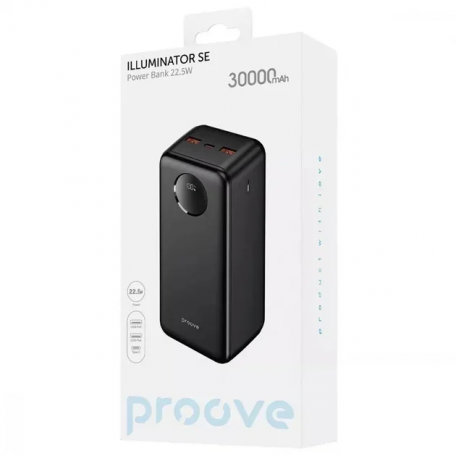 Зовнішній акумулятор (павербанк) Proove 30000mAh Illuminator SE 22.5W Black (PBIL30212201)  Фото №0