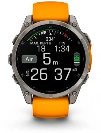 Спортивные часы Garmin Fenix ??8 47mm Amoled Sapphire Titanium w. Spark Orange/Graphite Silicone Band (010-02904-10/11)  Фото №1