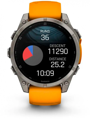 Спортивные часы Garmin Fenix ??8 47mm Amoled Sapphire Titanium w. Spark Orange/Graphite Silicone Band (010-02904-10/11)  Фото №7