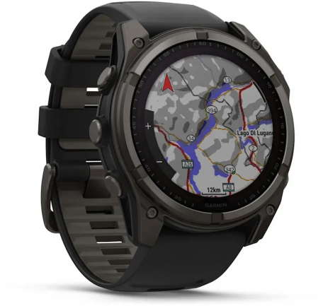 Спортивные часы Garmin Fenix ??8 51mm Solar Sapphire Carbon Gray DLC Titanium w. Black/Pebble Gray S. Band (010-02907-10/11)  Фото №4