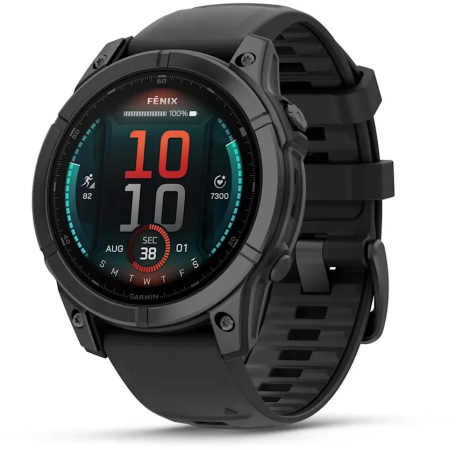 Спортивний годинник Garmin Fenix E 47mm Amoled Slate Gray Steel with Black Silicone Band (010-03025-03/01)