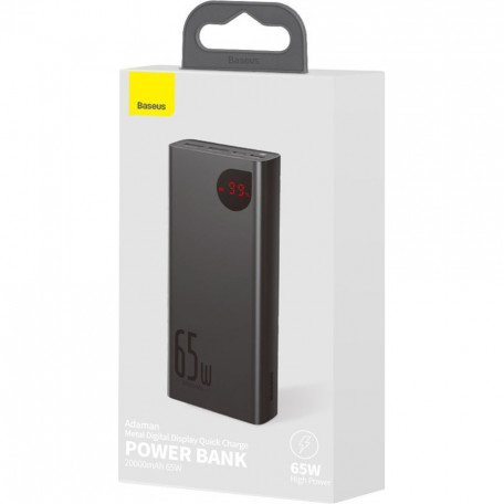 Внешний аккумулятор (павербанк) Baseus Adaman Metal Digital Display Quick Charge Power Bank 65W 20000mAh Black (PPIMDA-D01, PPADM-65S)  Фото №4