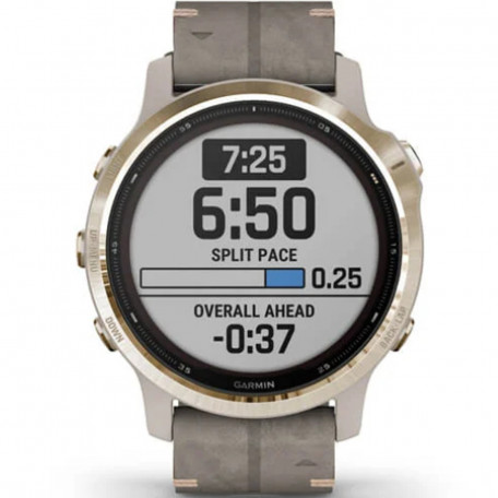 Смарт-часы Garmin Fenix 6S Pro Solar Edition Light gold with shale grey suede band (010-02409-26)  Фото №2