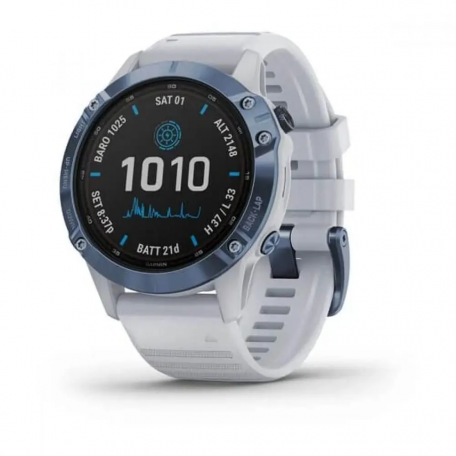 Смарт-годинник Garmin Fenix 6 Pro Solar Edition Mineral Blue with Whitestone Band (010-02410-19/18)  Фото №2