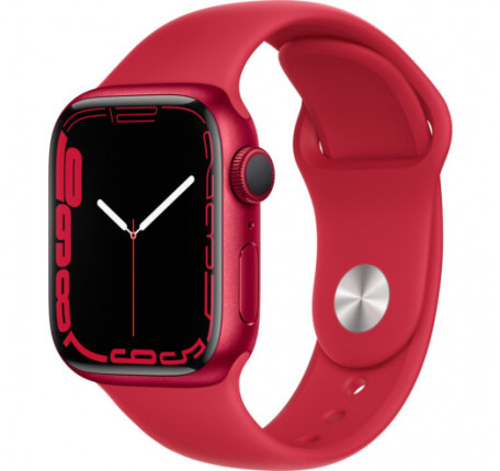 Смарт-годинник Apple Watch Series 7 GPS 41mm (PRODUCT)RED Aluminium Case with (PRODUCT)RED Sport Band (MKN23)