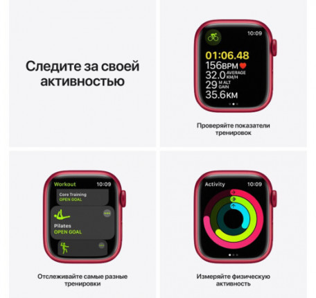 Смарт-годинник Apple Watch Series 7 GPS 41mm (PRODUCT)RED Aluminium Case with (PRODUCT)RED Sport Band (MKN23)  Фото №4