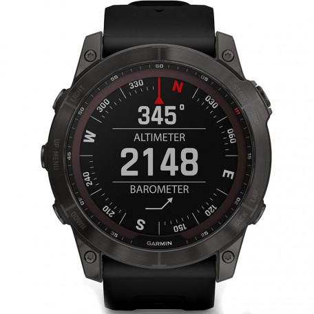 Смарт-годинник Garmin Fenix 7X Sapphire Solar Carbon Gray DLC Titanium with Black Band (010-02541-10/11/34)  Фото №1