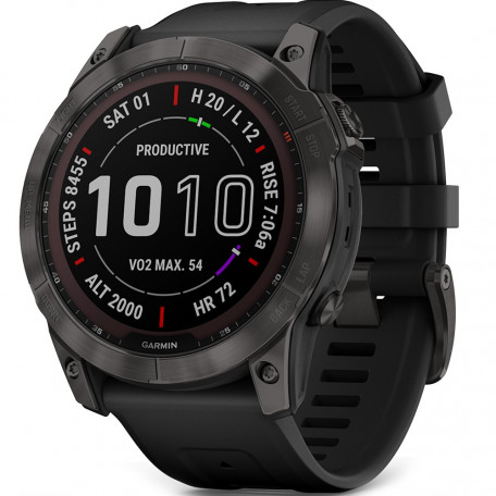 Смарт-годинник Garmin Fenix 7X Sapphire Solar Carbon Gray DLC Titanium with Black Band (010-02541-10/11/34)  Фото №2