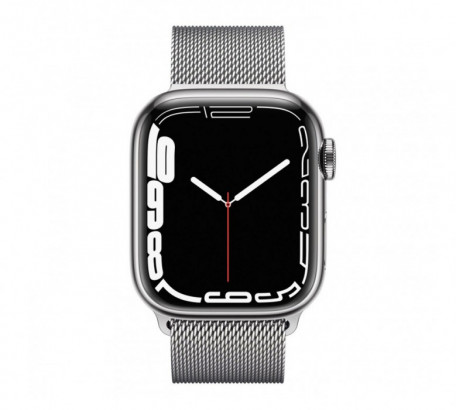 Смарт-часы Apple Watch Series 7 GPS + Cellular 45mm Silver Stainless Steel Case with Silver Milanese Loop (MKJE3)  Фото №0