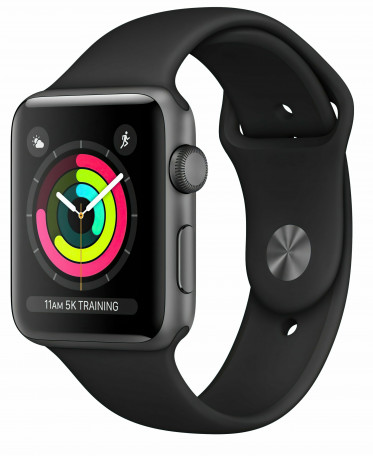 Смарт-годинник Apple Watch Series 3 GPS 42mm Space Gray with Black Sport Band (MTF32)  Фото №2