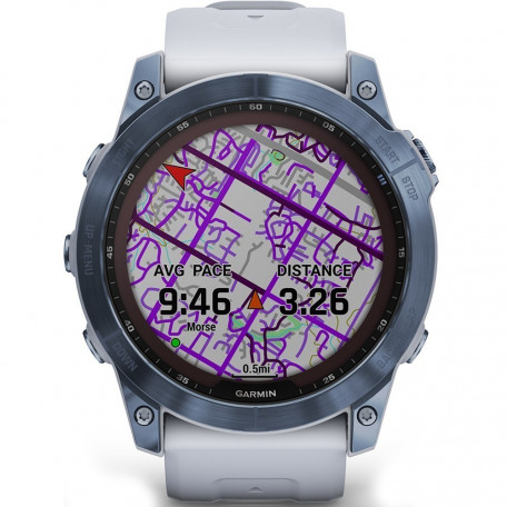 Смарт-годинник Garmin Fenix 7X Sapphire Solar M. Blue DLC Titanium w. Whitestone Band (010-02541-14/  Фото №0