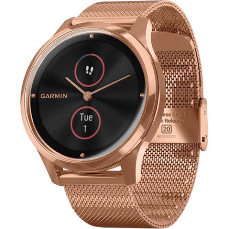 Смарт-часы Garmin Vivomove Luxe 18K Rose Gold PVD Stainless Steel w. Rose Gold Milanese B. (010-02241-04)  Фото №0