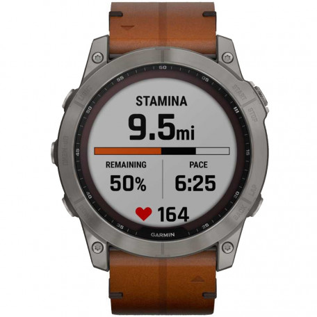 Смарт-часы Garmin Fenix 7X Sapphire Solar Titanium w. Chestnut Leather Band (010-02541-19)