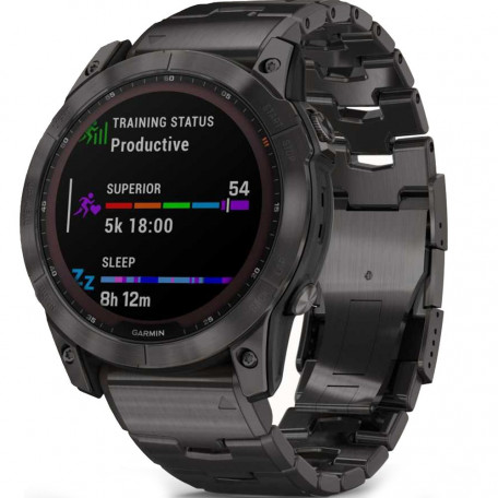 Смарт-годинник Garmin Fenix 7X Sapphire Solar C. Grey DLC Titanium w. Carbon Grey DLC Vented T. Band (010-02541-27)  Фото №1