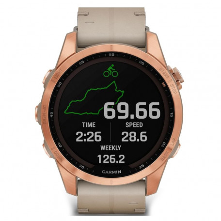 Смарт-годинник Garmin Fenix 7S Sapphire Solar Rose G. Titanium w. Limestone L. Band (010-02539-35)  Фото №3