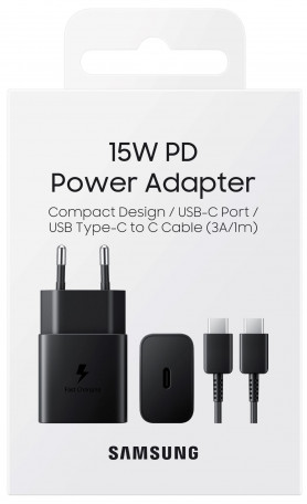 Сетевое зарядное устройство Samsung 15W Power Adapter Type-C Black (EP-T1510XB)  Фото №3