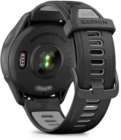 Смарт-годинник Garmin Forerunner 265 Black Bezel and Case w. Black/Powder Gray Silicone Band (010-02810-00/10)  Фото №5