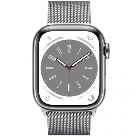 Смарт-годинник Apple Watch Series 8 GPS + Cellular 45mm Silver S. Steel Case w. Milanese Loop Silver (MNKG3/MNKJ3)