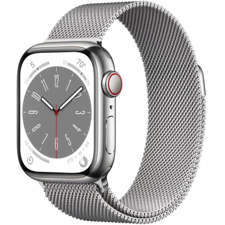 Смарт-годинник Apple Watch Series 8 GPS + Cellular 45mm Silver S. Steel Case w. Milanese Loop Silver (MNKG3/MNKJ3)  Фото №0