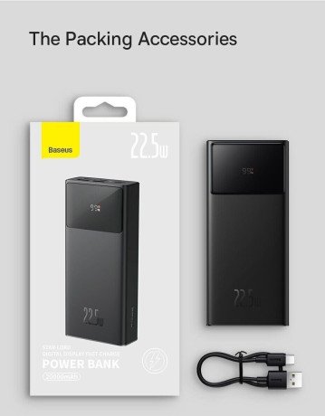 Внешний аккумулятор (павербанк) Baseus Star Lord Display 22.5W 20000 mAh Black (PPXJ060001)  Фото №3