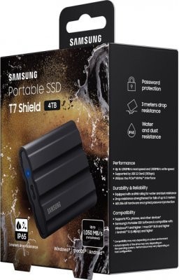 SSD накопичувач Samsung T7 Shield 4 TB Black (MU-PE4T0S)  Фото №1