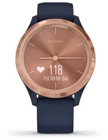 Смарт-часы Garmin Vivomove 3s Rose Gold Stainless Steel Bezel w. Navy and Silicone B. (010-02238-03)  Фото №3